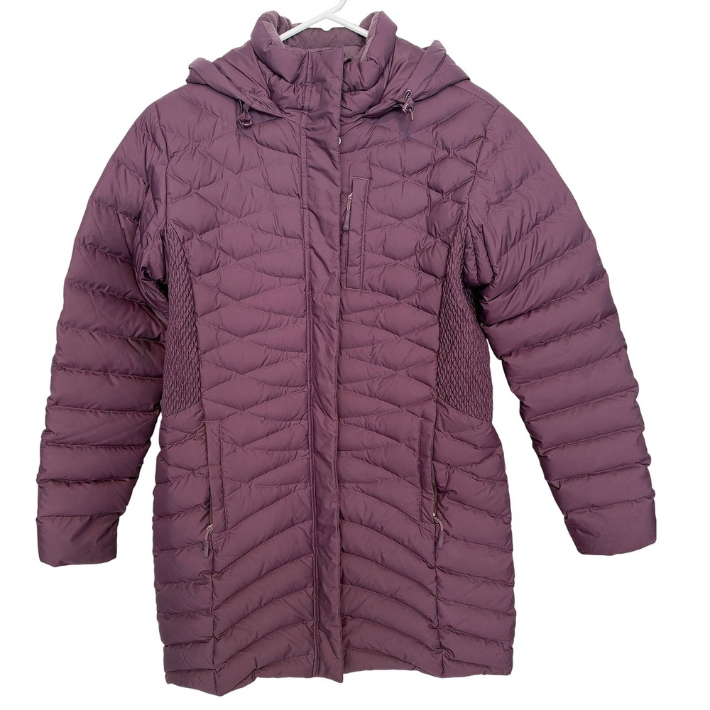 Duluth Trading Women M Cold Faithful Down Hooded Parka Purple Warm Winter Coat